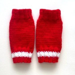 Red and White Fingerless Mittens